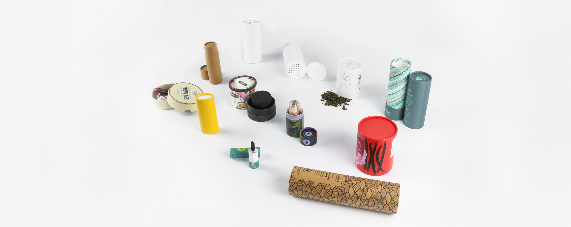 Custom printed paper, kraft and cardboard tubes for cosmetics, candles, tea and gifts